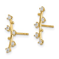 14K Yellow Gold Polished Bar CZ Post Earrings view 2