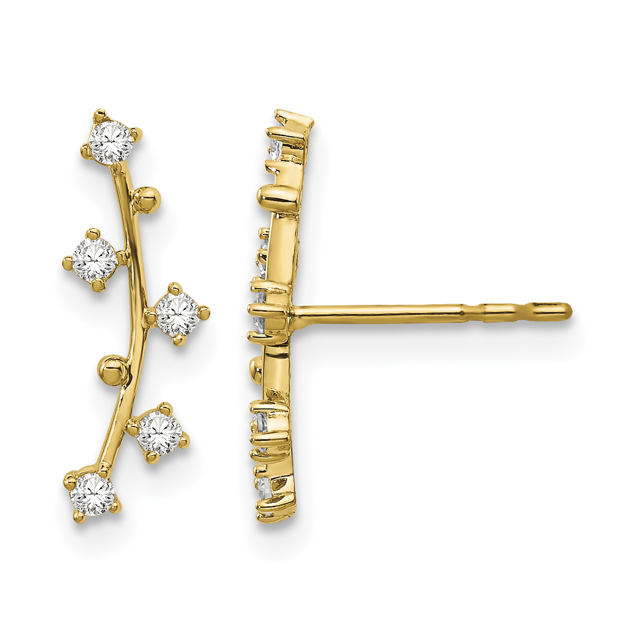 14k Polished Bar CZ Post Earrings (YE1815)