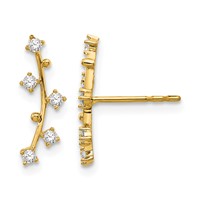 14K Yellow Gold Polished Bar CZ Post Earrings view 1