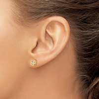 14K 6.5mm Yellow Gold Polished CZ Love Knot Post Earrings view 3