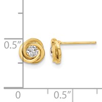 14K 6.5mm Yellow Gold Polished CZ Love Knot Post Earrings view 4