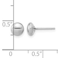 14K White Gold 5mm Polished Puffed Round Button Post Earrings view 4
