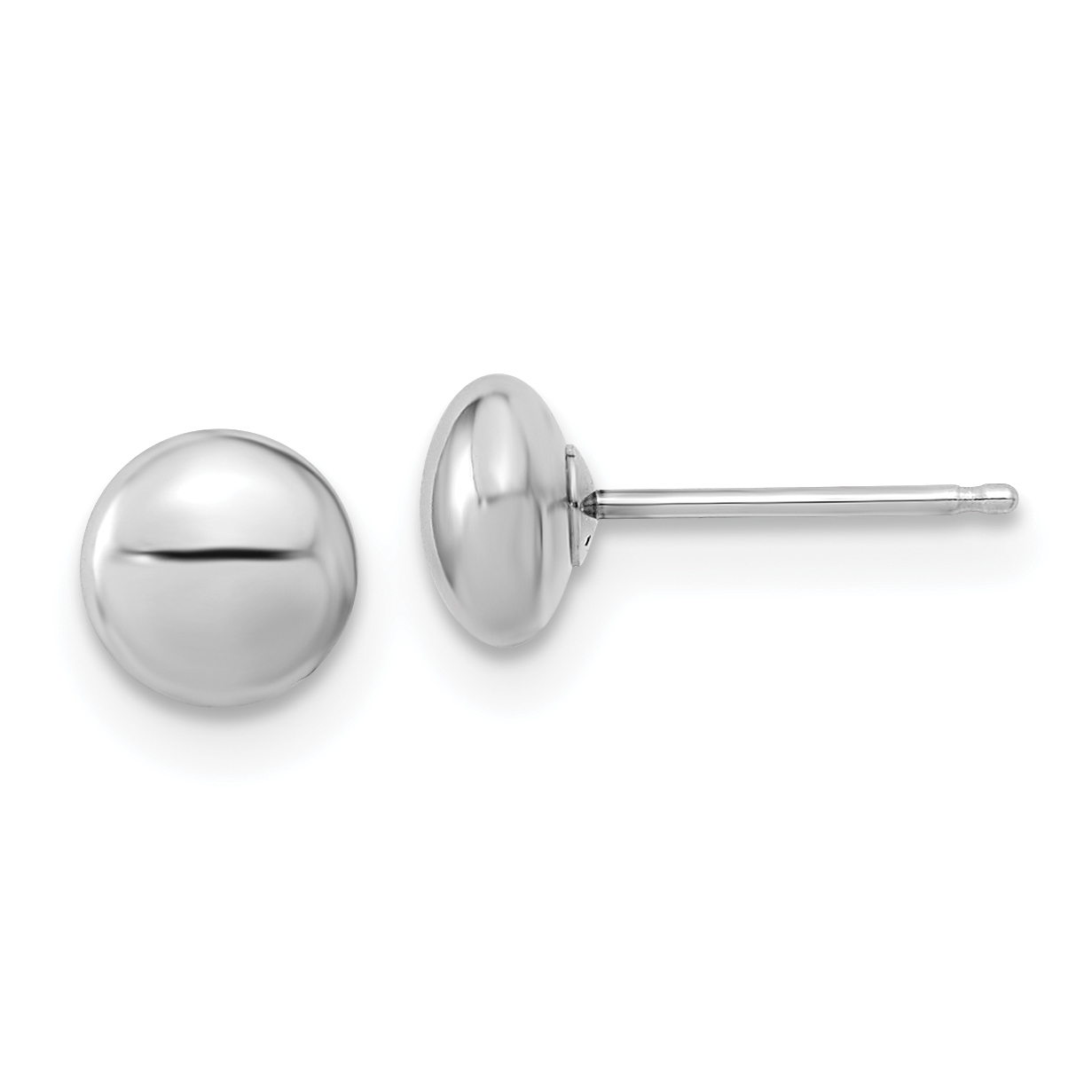 14k White Gold Polished Button Post Earrings (YE1817)