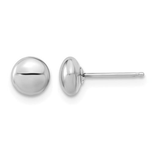 14K White Gold 5mm Polished Puffed Round Button Post Earrings