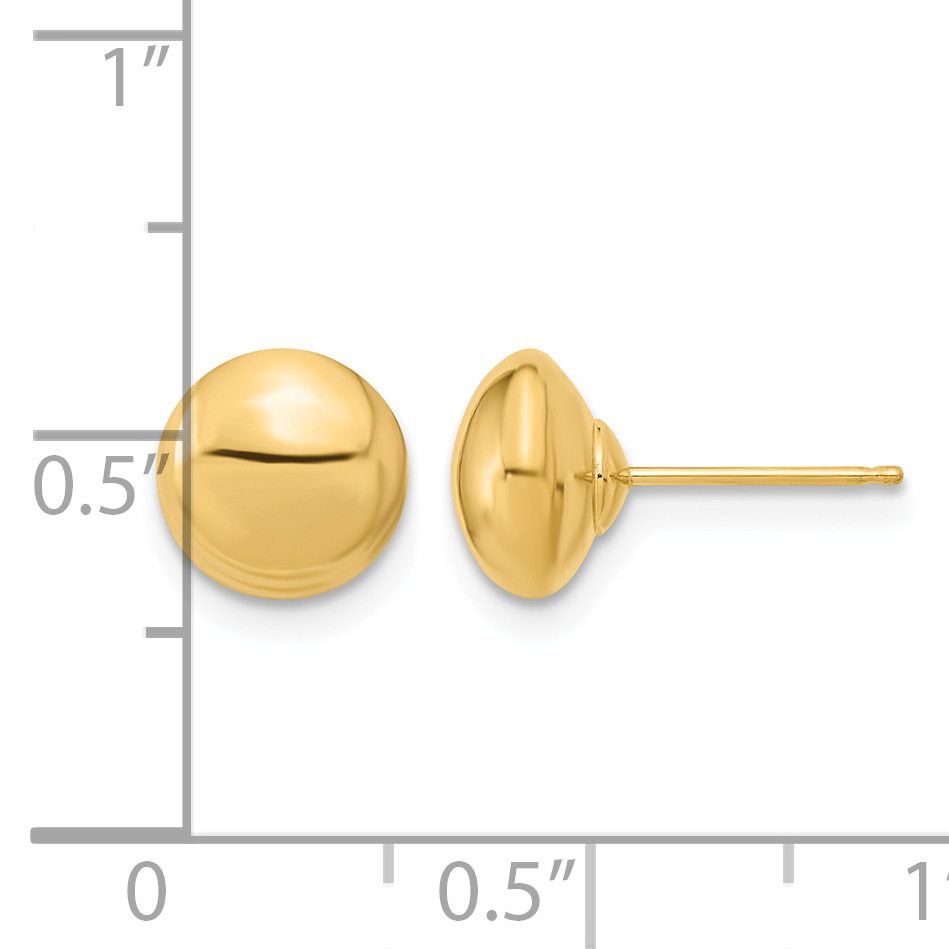 14k 8mm Polished Puffed Round Button Post Earrings YE1818 detailed image 4