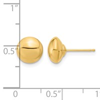 14K 8mm Yellow Gold Polished Puffed Round Button Post Earrings view 4