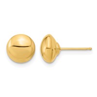 14K 8mm Yellow Gold Polished Puffed Round Button Post Earrings view 1