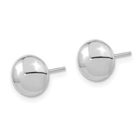14K White Gold 8mm Polished Puffed Round Button Post Earrings view 2
