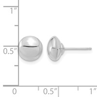 14K White Gold 8mm Polished Puffed Round Button Post Earrings view 4