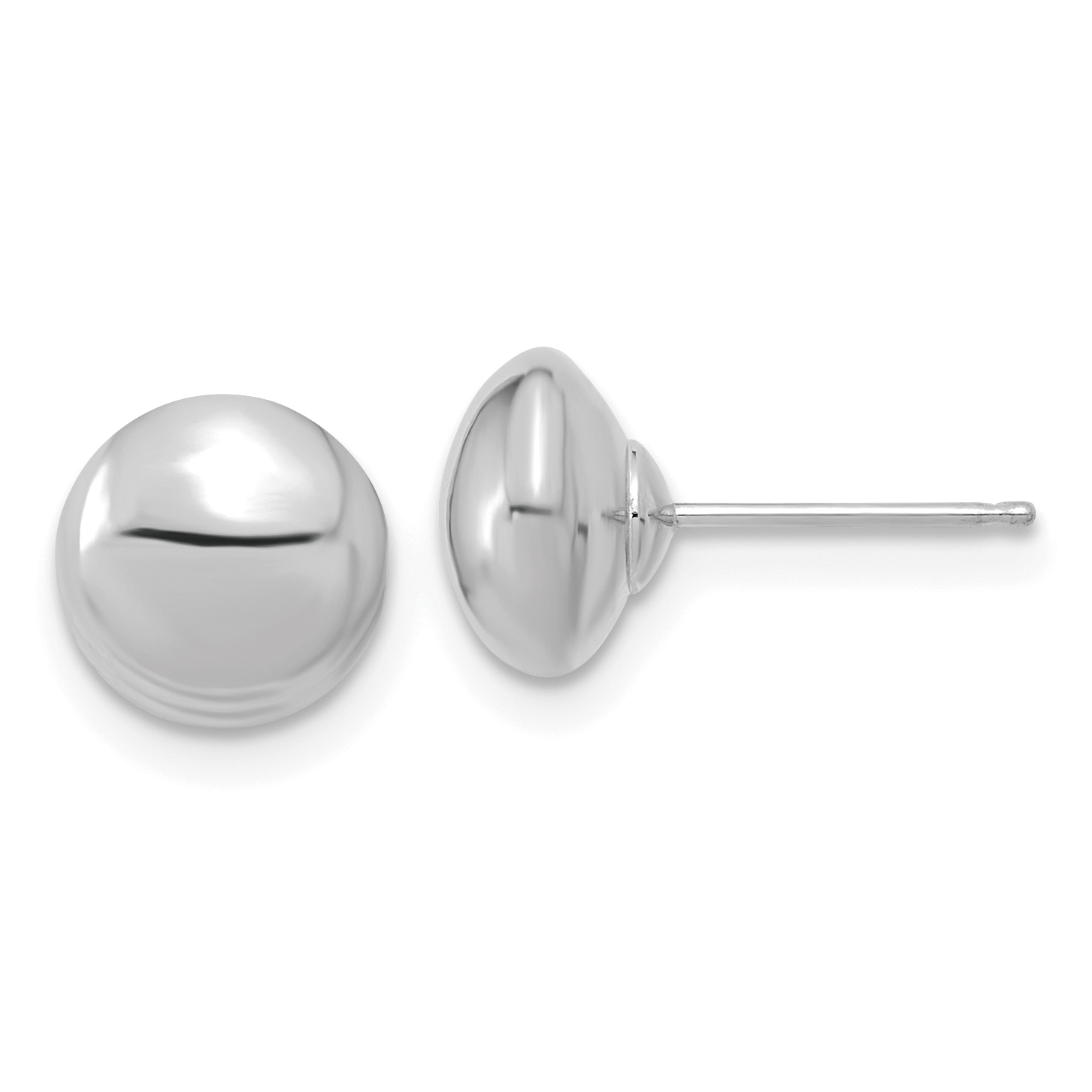 14k White Gold Polished Button Post Earrings (YE1818W)