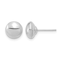 14K White Gold 8mm Polished Puffed Round Button Post Earrings view 1