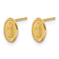 14K Yellow Gold Polished Small Our Lady of Guadalupe Post Earrings view 2