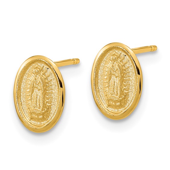 14k Polished Small Our Lady of Guadalupe Post Earrings