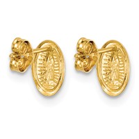 14K Yellow Gold Polished Small Our Lady of Guadalupe Post Earrings view 4