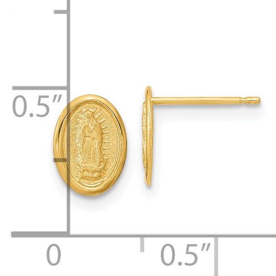 14k Polished Small Our Lady of Guadalupe Post Earrings