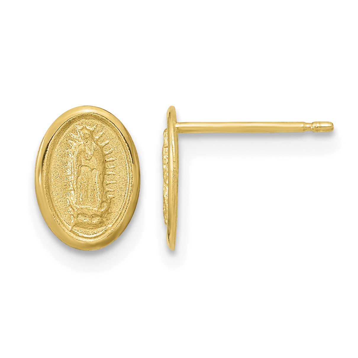 14k Polished Our Lady of Guadalupe Post Earrings (YE1827)