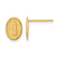 14K Yellow Gold Polished Small Our Lady of Guadalupe Post Earrings view 1