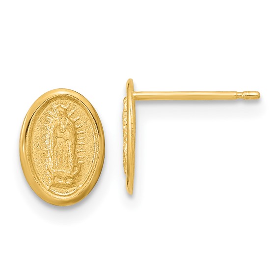 14k Polished Small Our Lady of Guadalupe Post Earrings