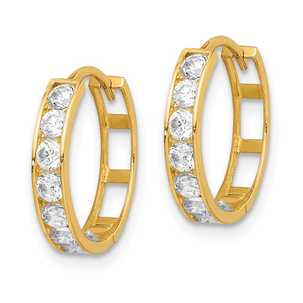 14K CZ Hinged Hoop Earrings (YE1839)
