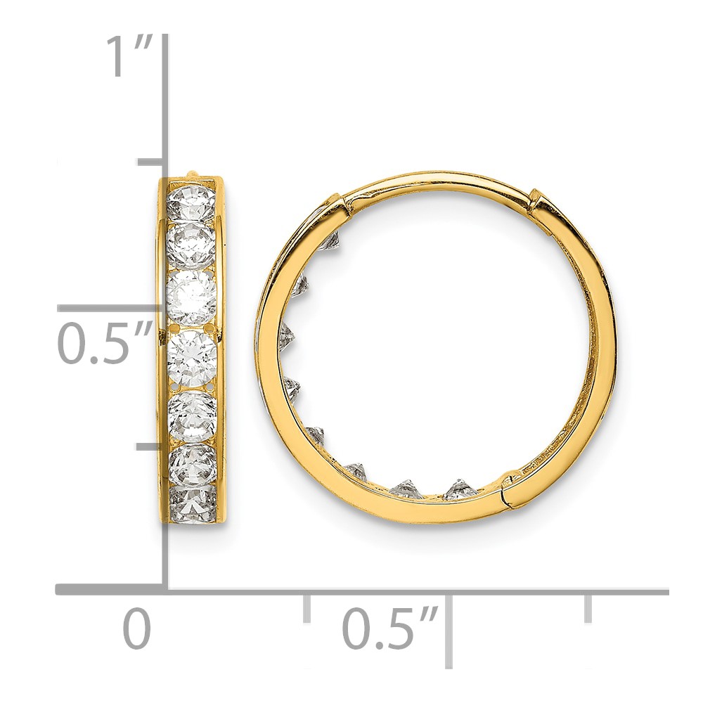 14K CZ Hinged Hoop Earrings (YE1839)