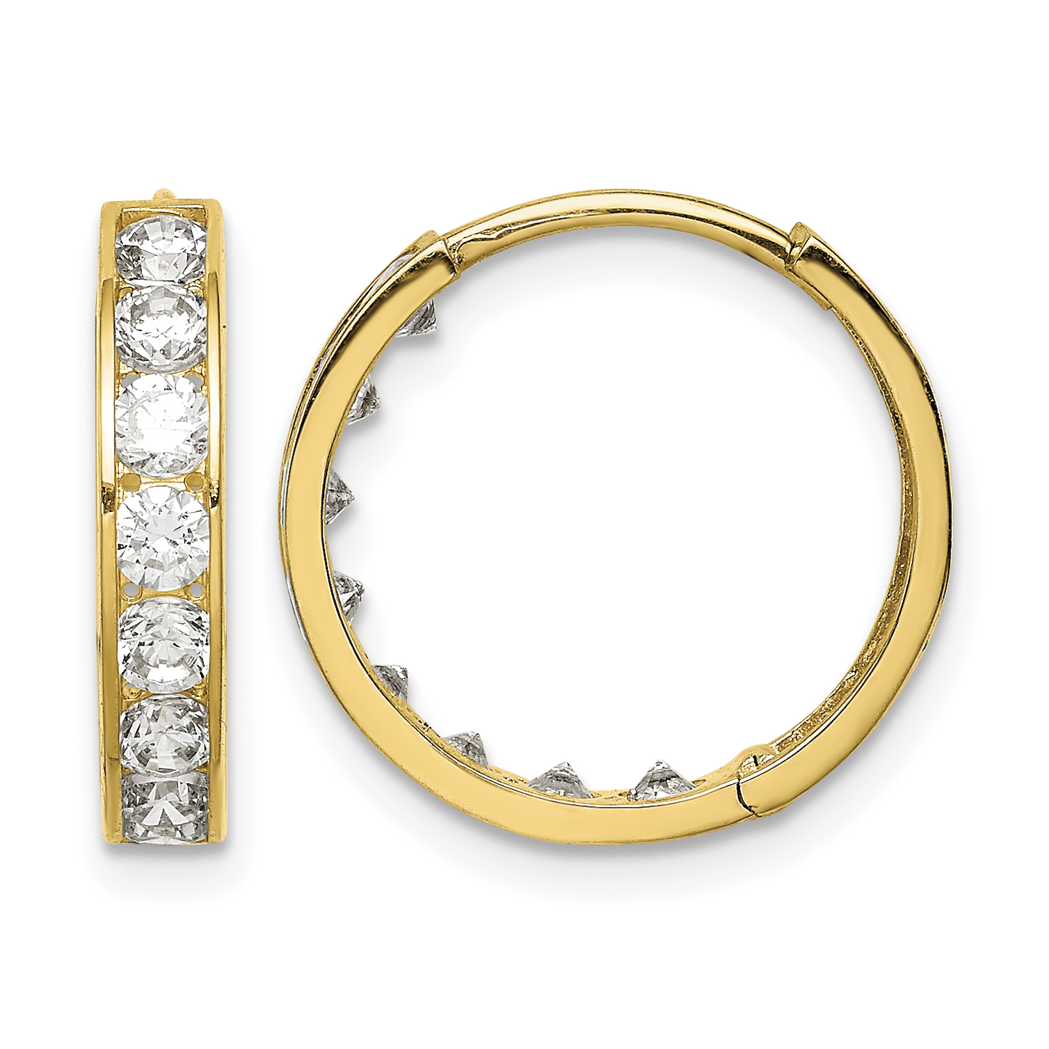 14K CZ Hinged Hoop Earrings (YE1839)