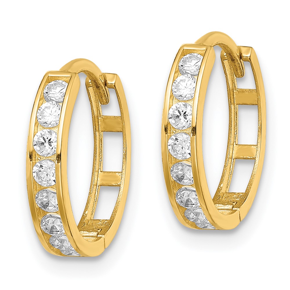14K CZ Hinged Hoop Earrings (YE1841)