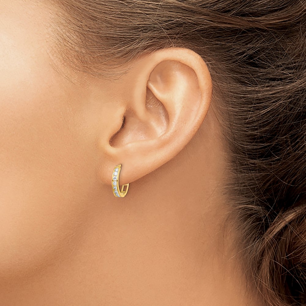 14K CZ Hinged Hoop Earrings (YE1841)