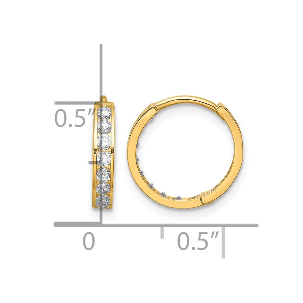 14K CZ Hinged Hoop Earrings (YE1841)
