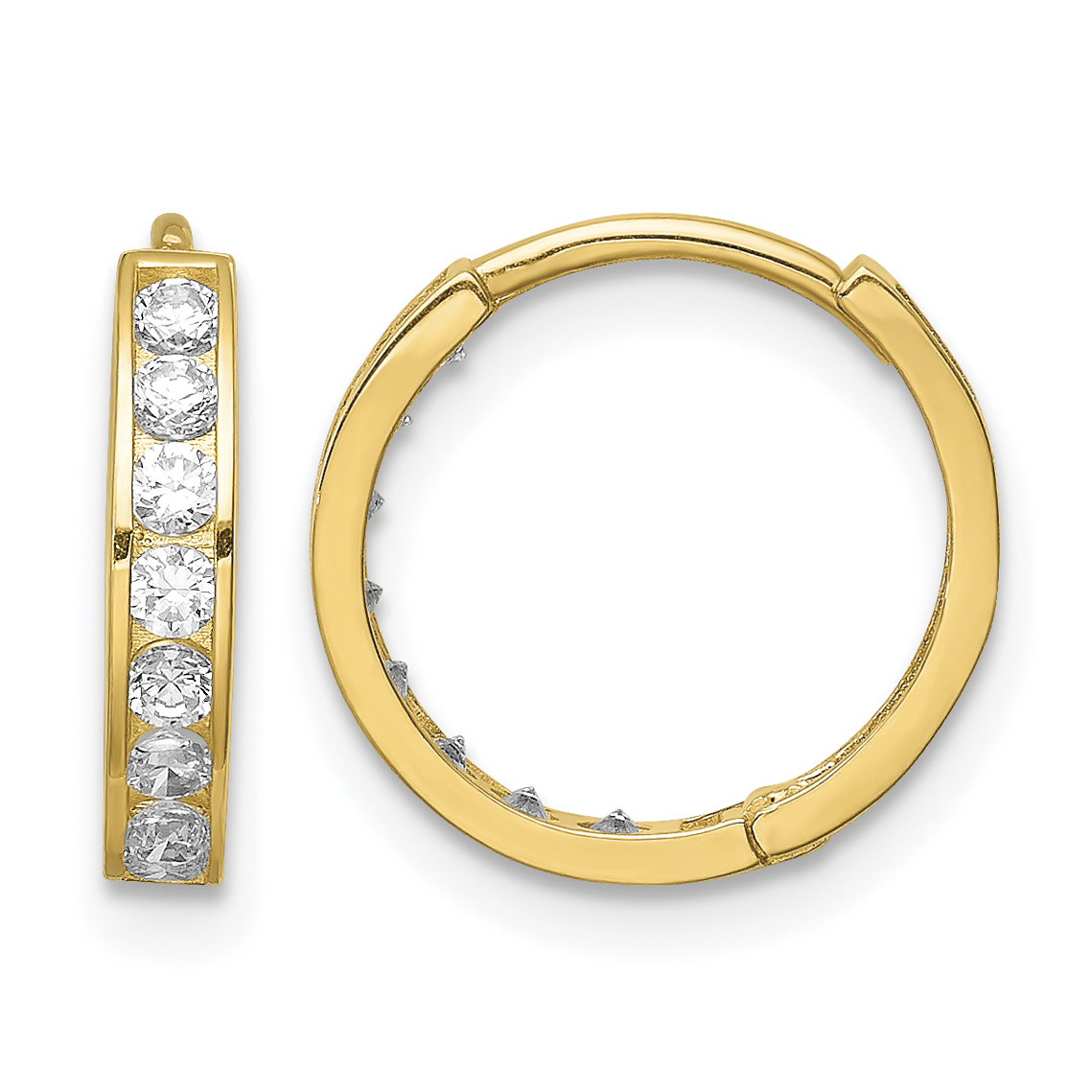 14K CZ Hinged Hoop Earrings (YE1841)