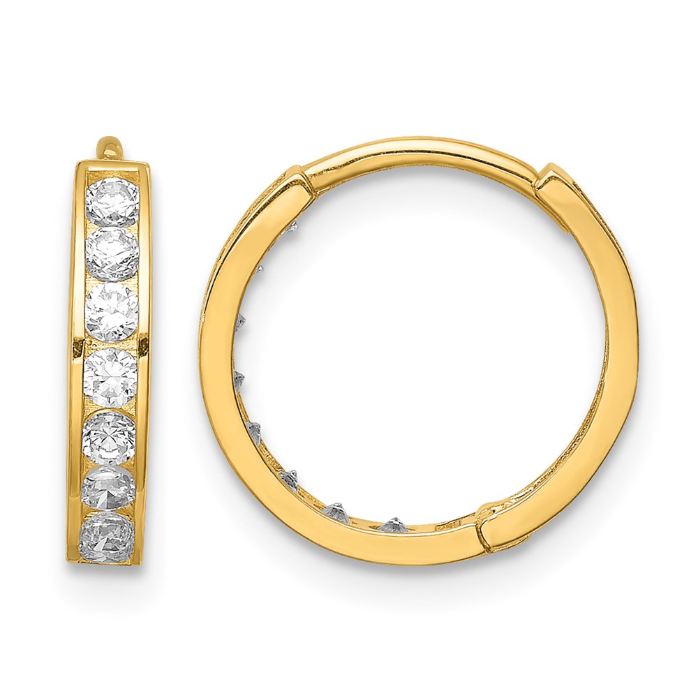 14K CZ Hinged Hoop Earrings (YE1841)