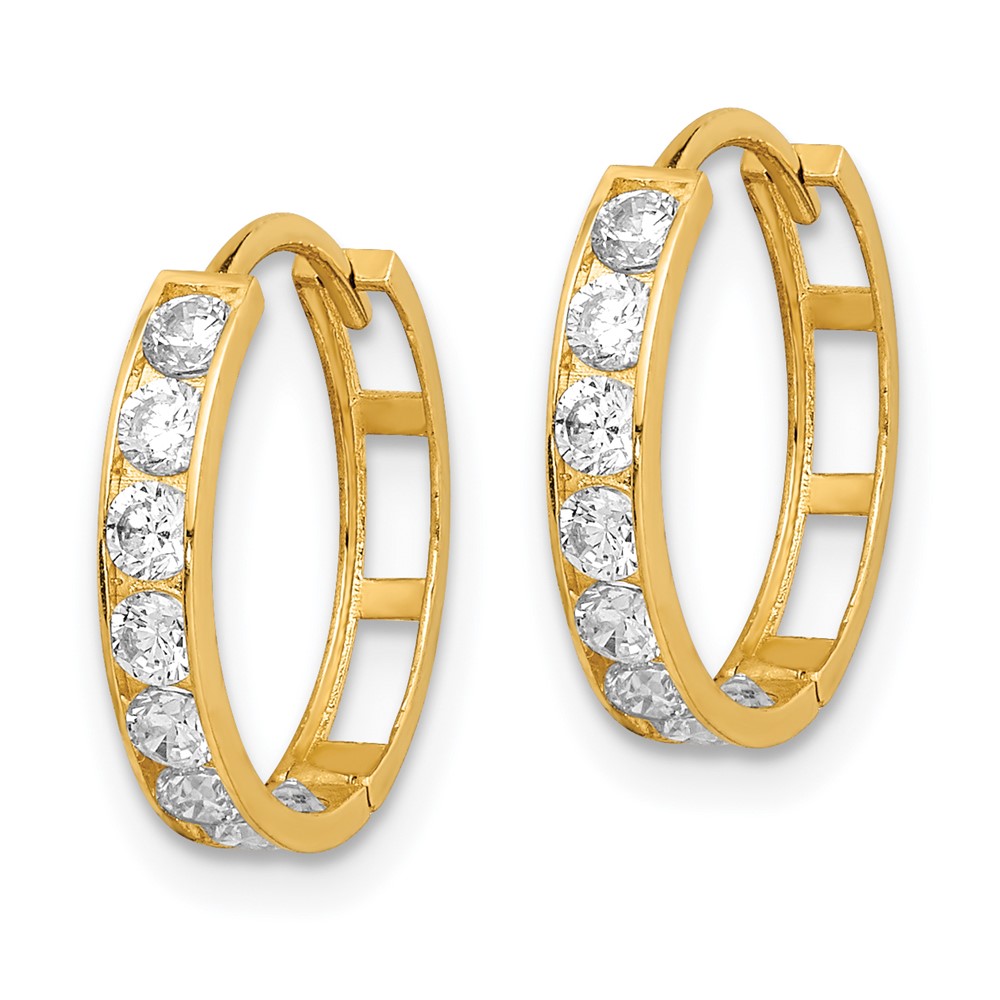 14K CZ Hinged Hoop Earrings (YE1842)