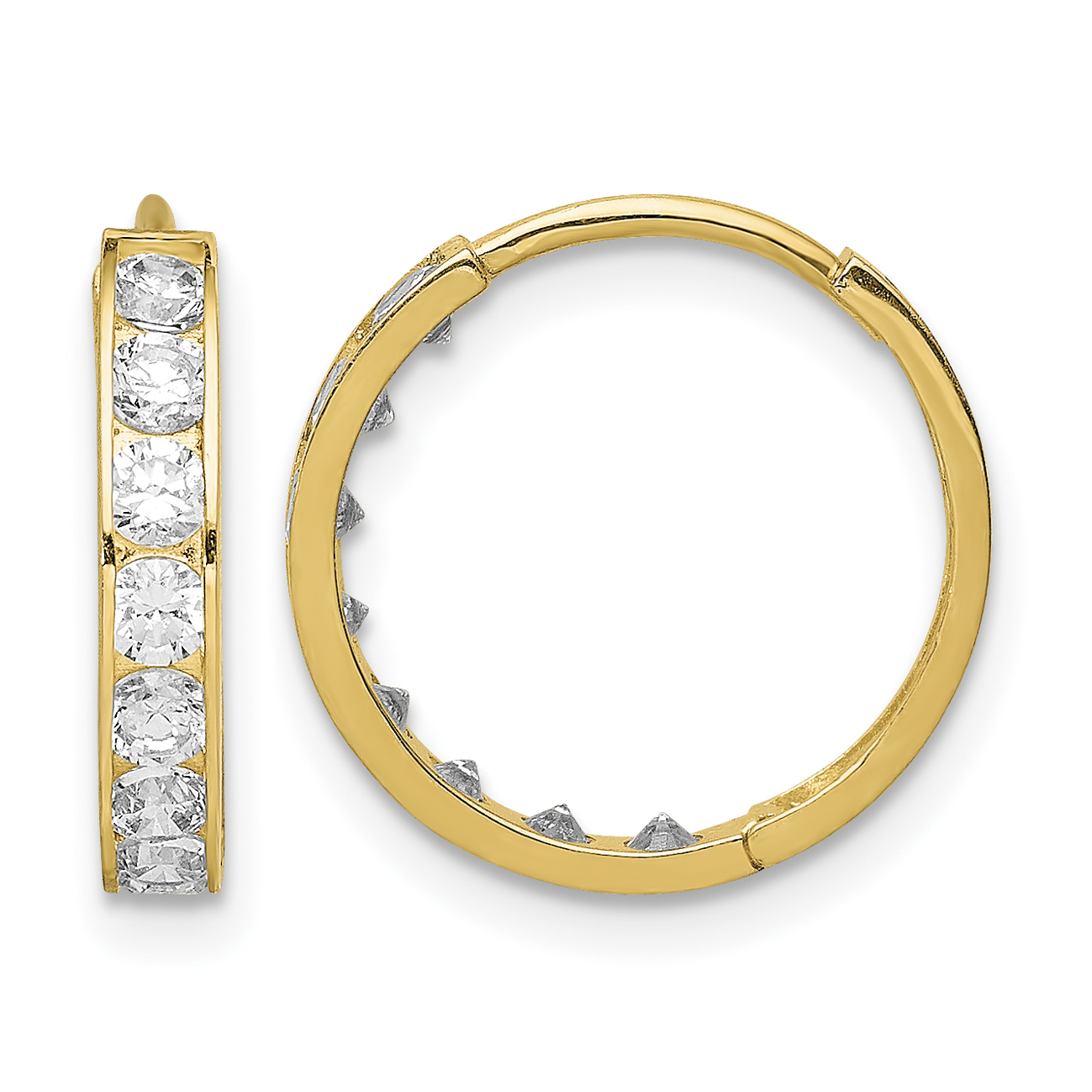 14K CZ Hinged Hoop Earrings (YE1842)