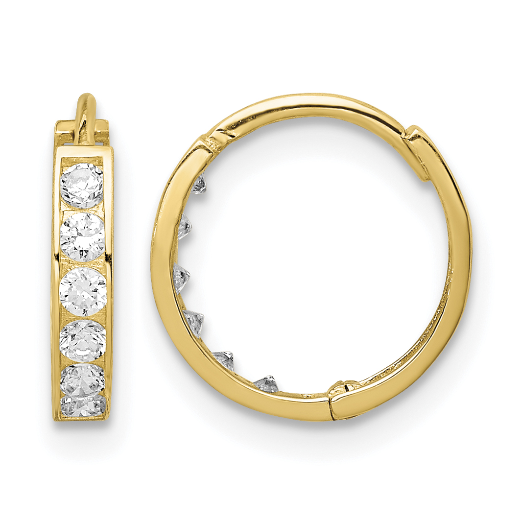 14K CZ Hinged Hoop Earrings (YE1845)
