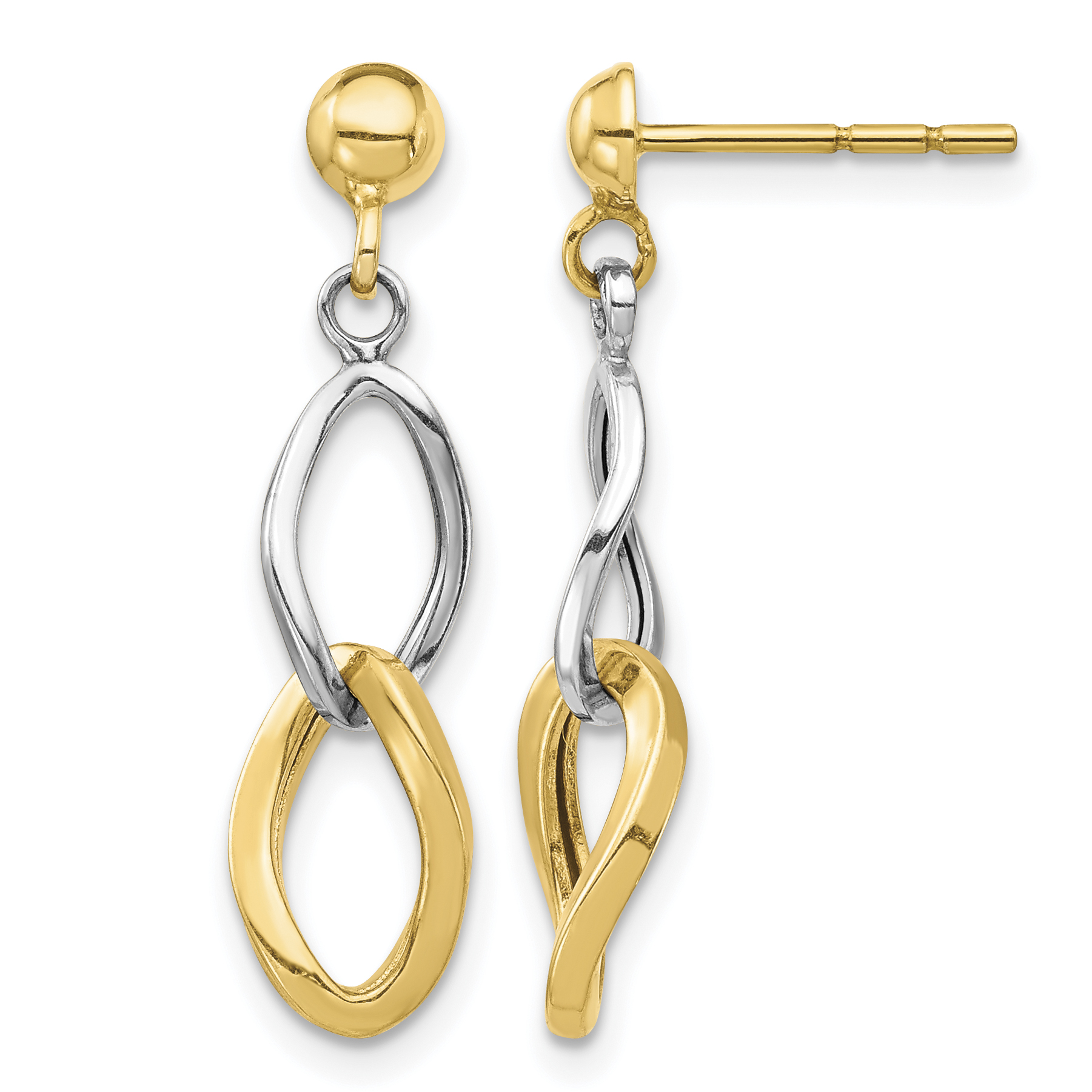 14K Two-tone Dangle Post Earrings (YE1850)