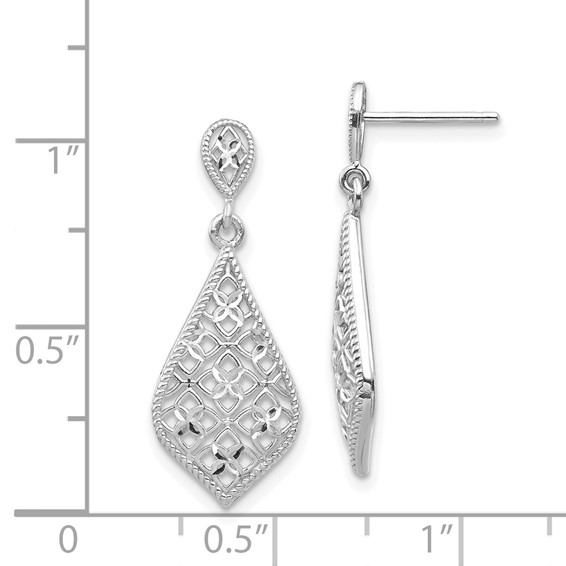 Gold Diamond-cut Teardrop Post Earrings