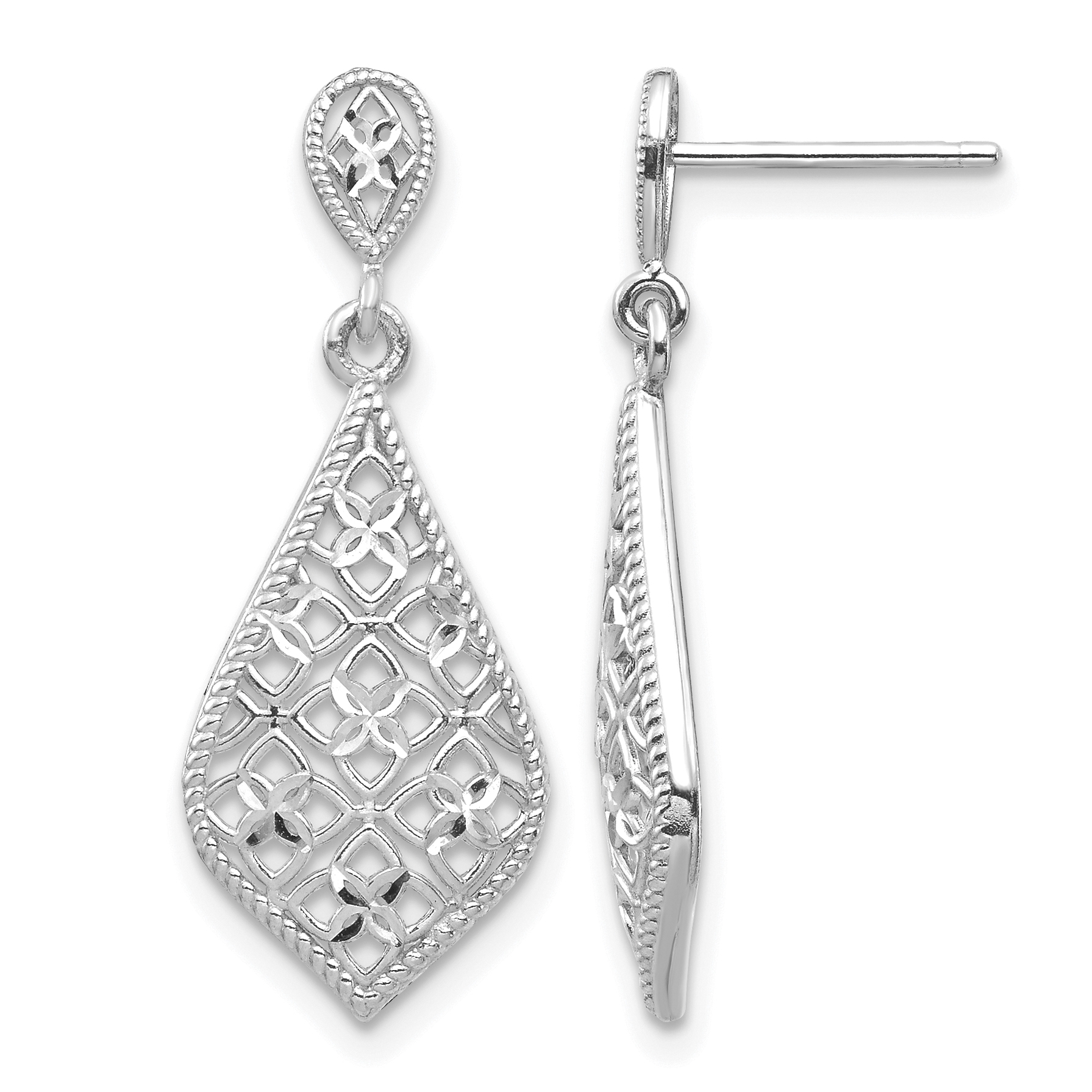 14K White Gold Dangle Earrings (YE1861W)
