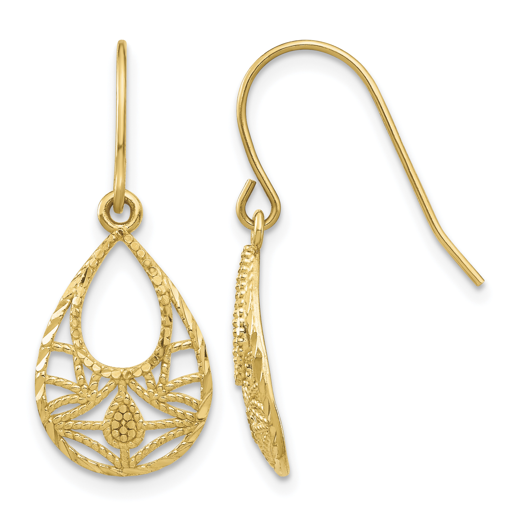 14K Diamond-cut Dangle Earrings (YE1862)