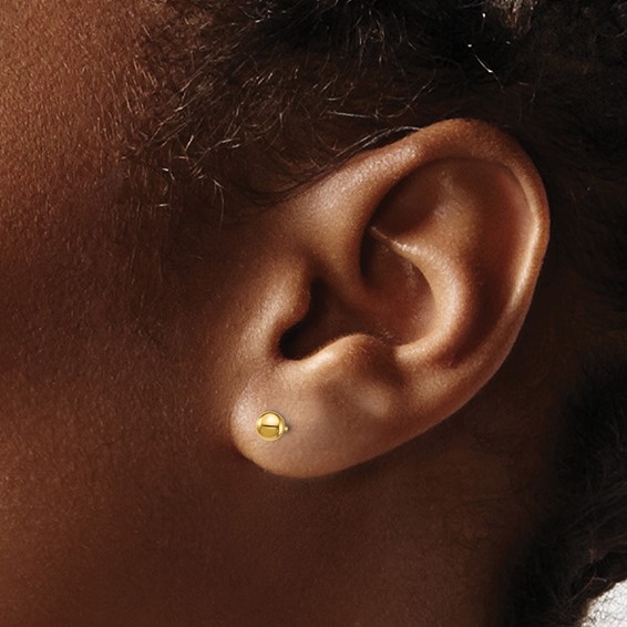 14K Set of Two Pair Bar and 3mm Ball Post Earrings