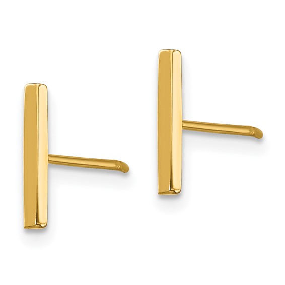 14K Set of Two Pair Bar and 3mm Ball Post Earrings