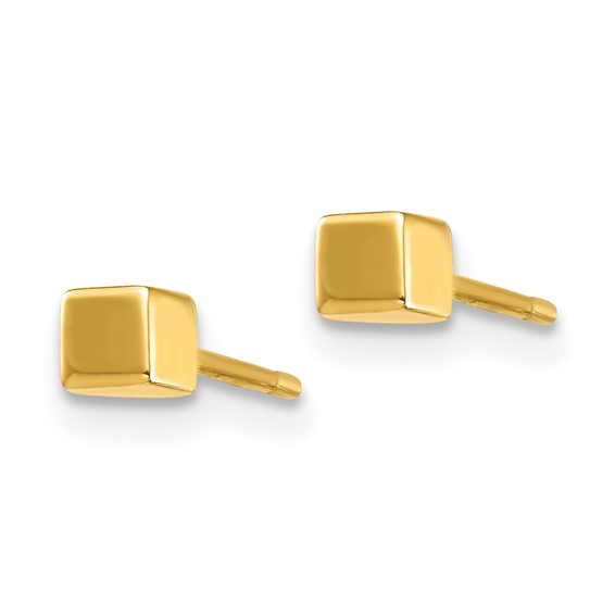 Gold Square Cube Post Earrings