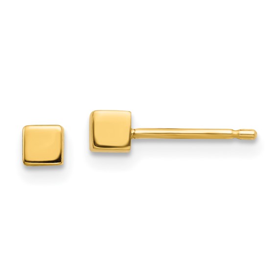Gold Square Cube Post Earrings