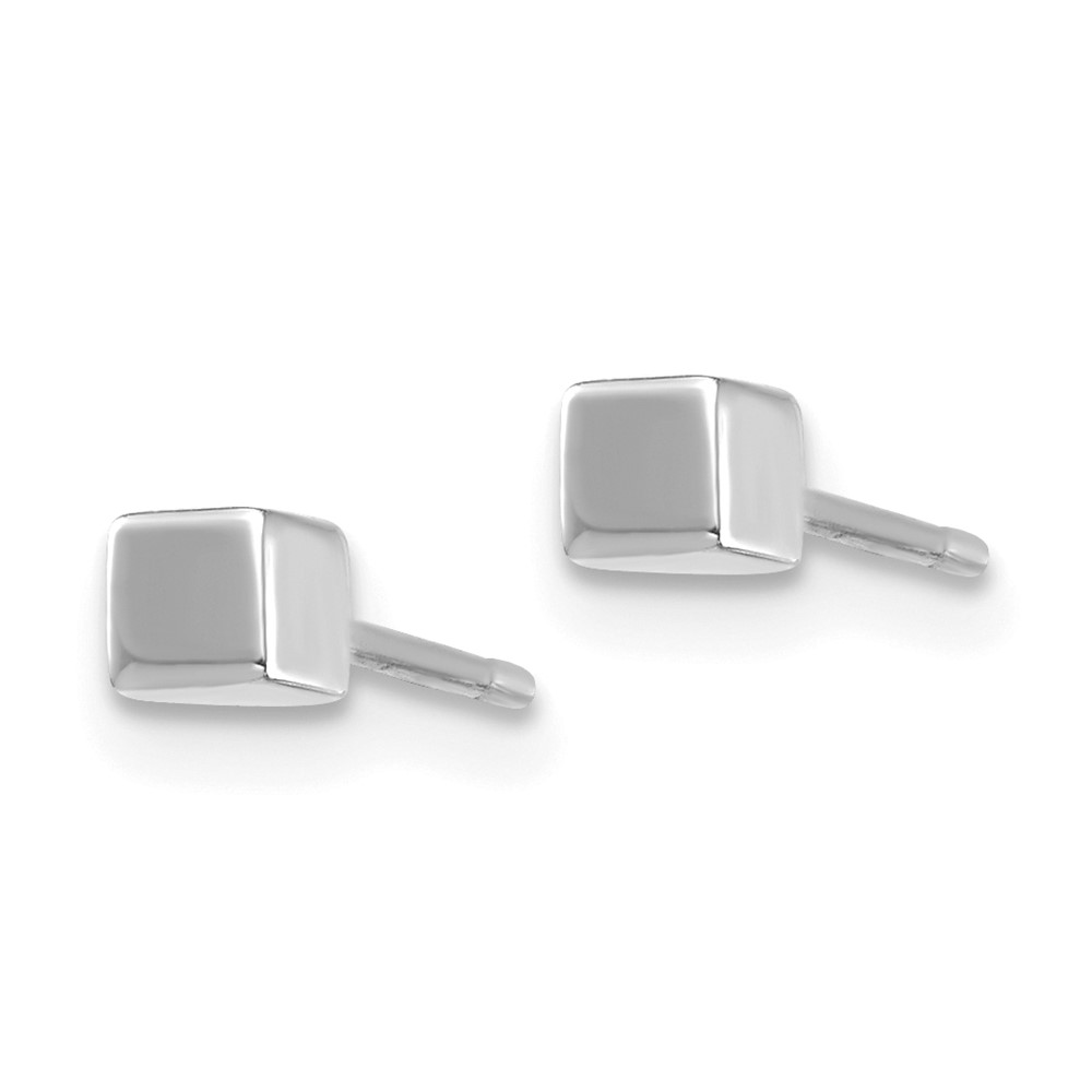 14K White Gold Square Stud Earrings (YE1878)