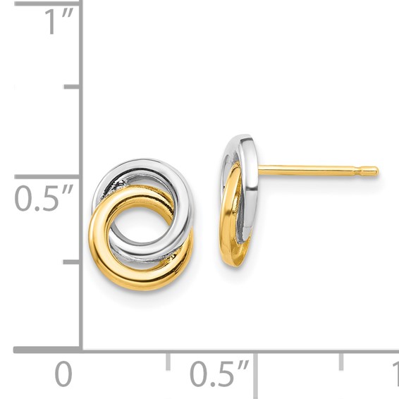 14k and White Rhodium 9.7mm Intertwined Circles Post Earrings