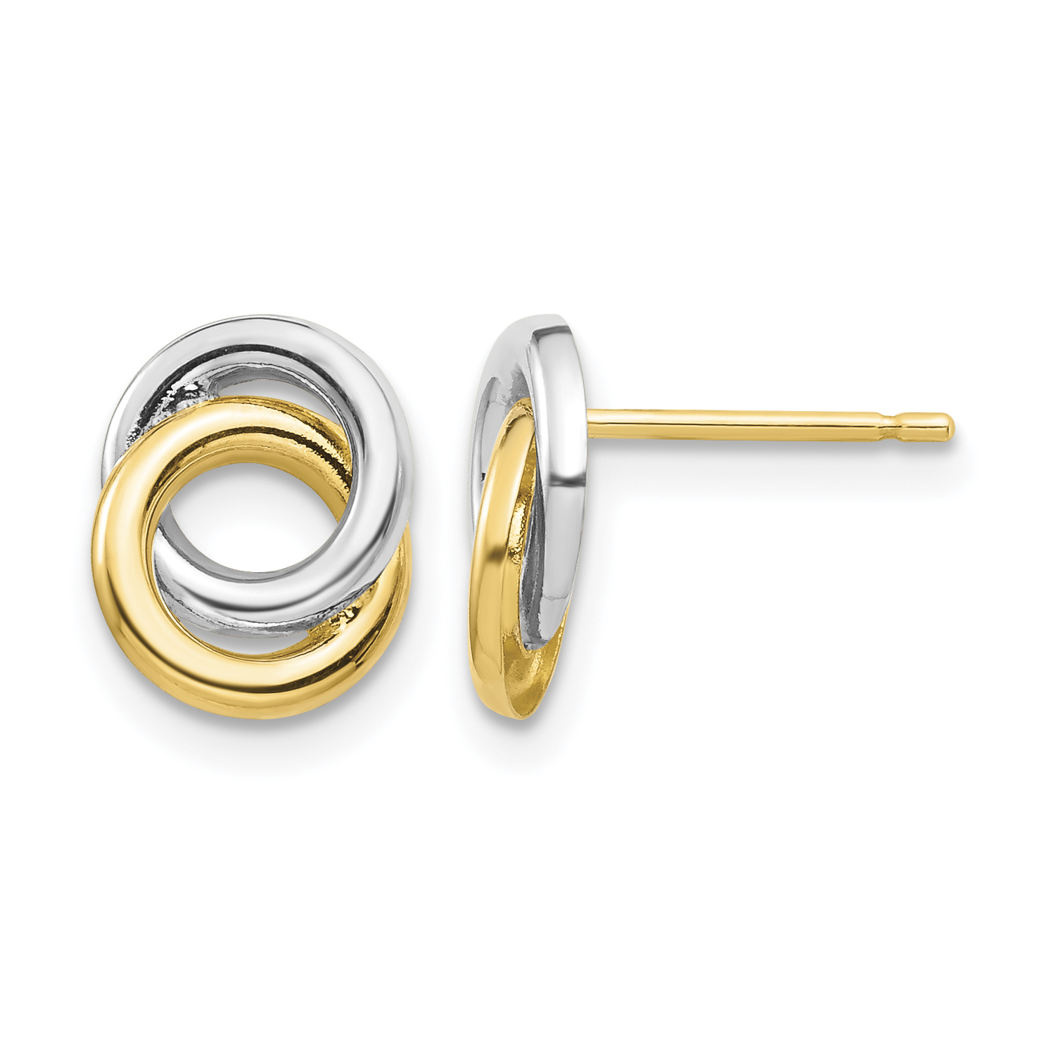 14k & White Rhodium Circles Post Earrings (YE1881)