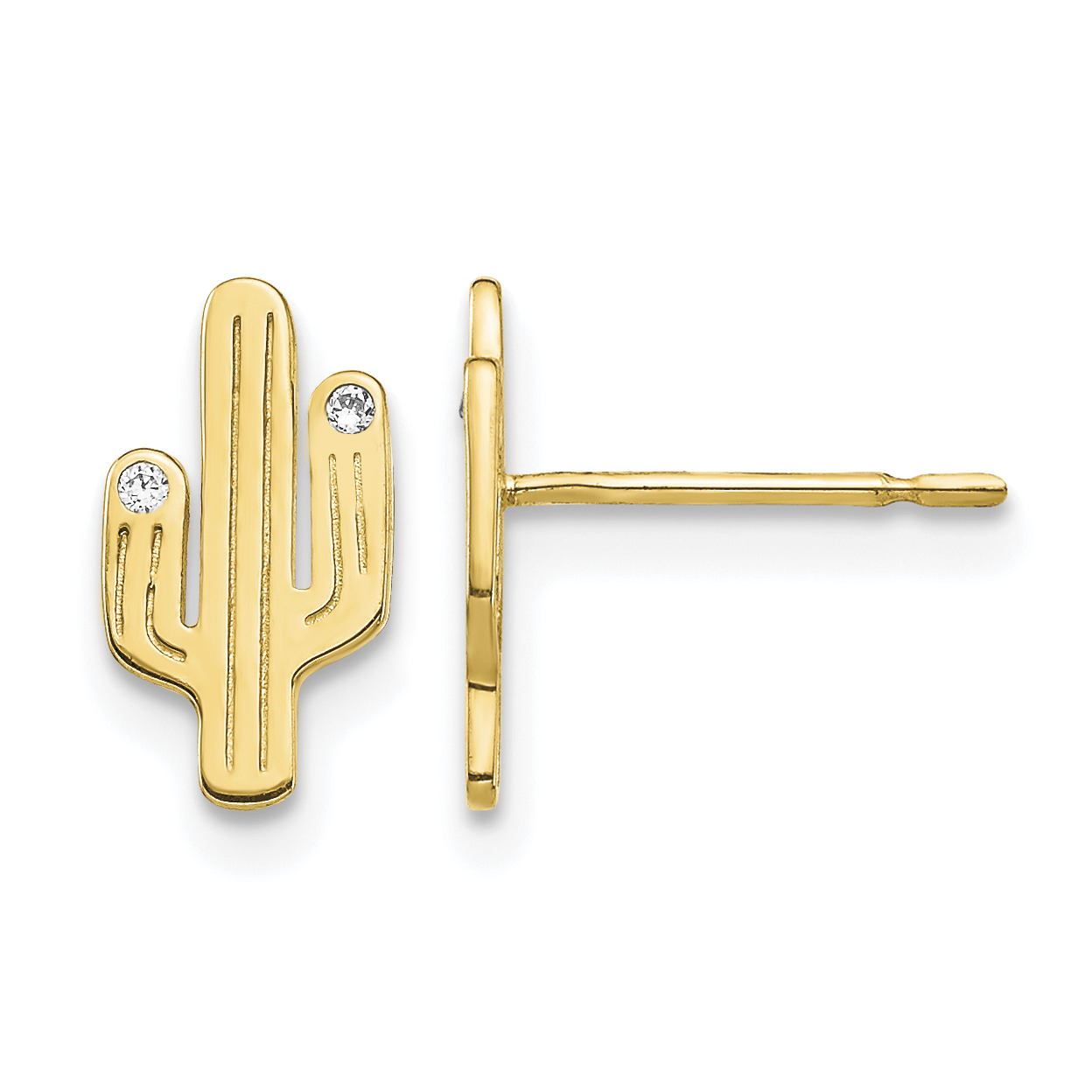 14K Cactus CZ Stud Earrings (YE1891)