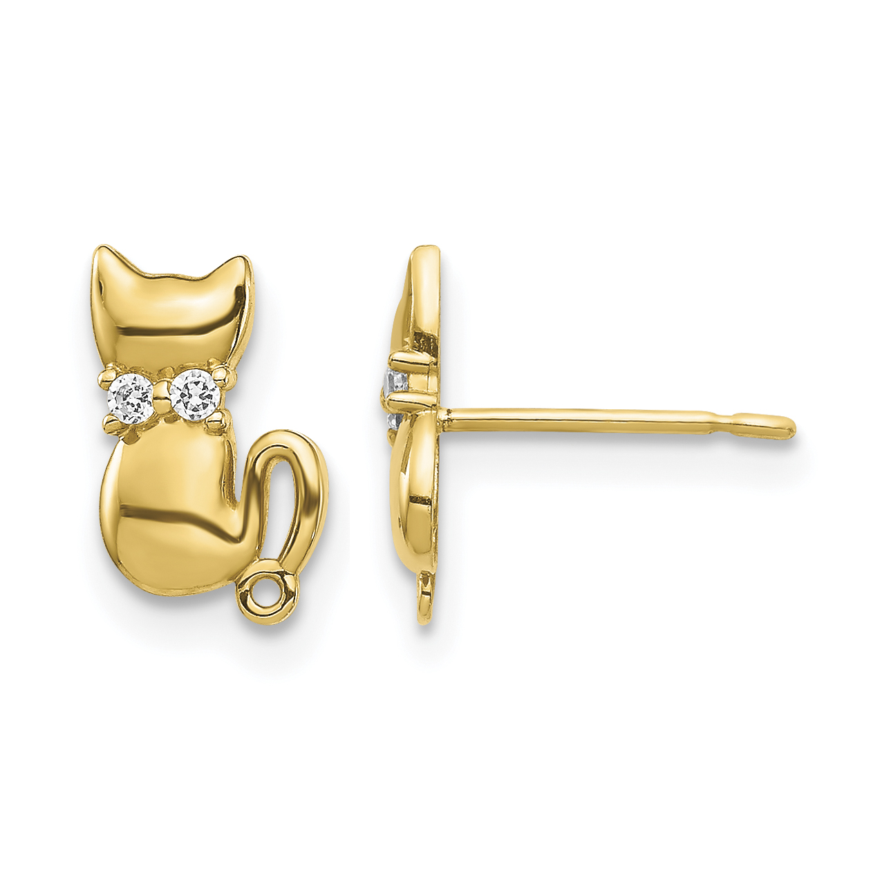 14K Sitting Cat CZ Bowtie Stud Earrings YE1892 main product image