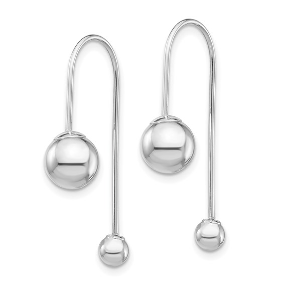 14K White Gold 8mm Bead with 4mm Screw-on Bead Threader Earrings