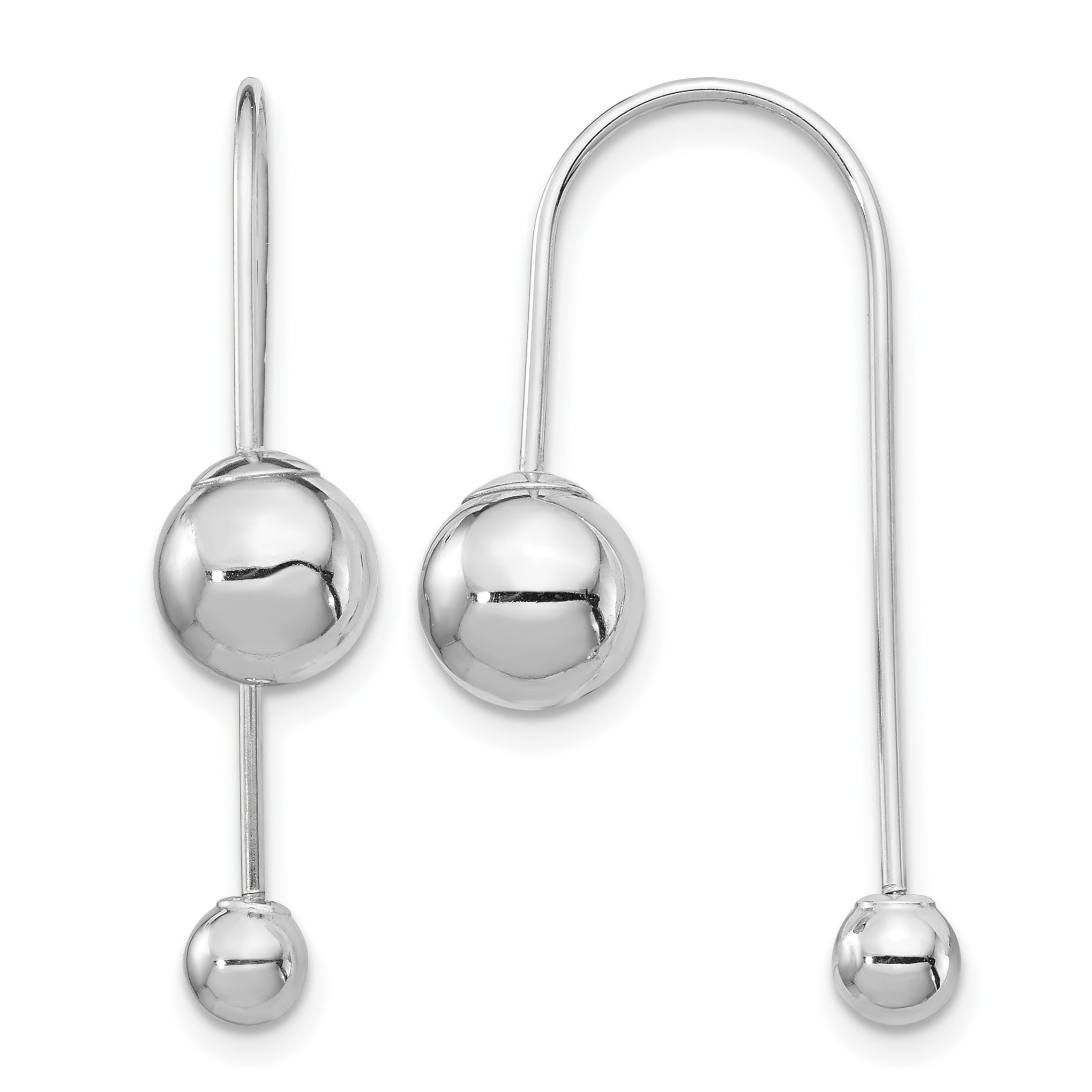 14K White Gold Bead w/Screw End Threader Earrings (YE1896)