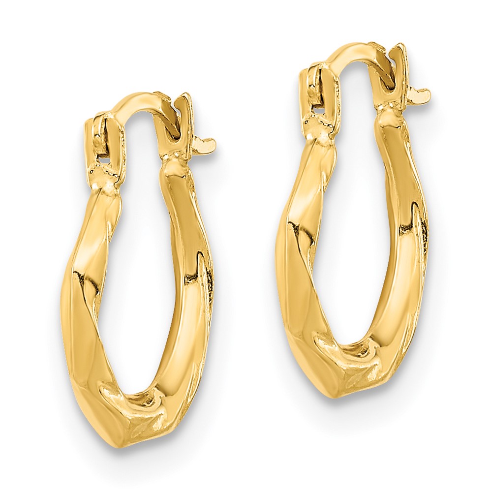 14K Polished Twist Hoop Earrings (YE1899)
