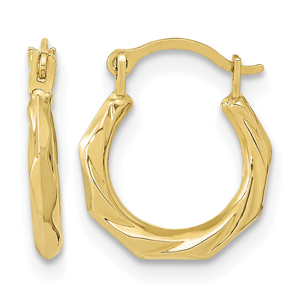 14K Polished Twist Hoop Earrings (YE1899)